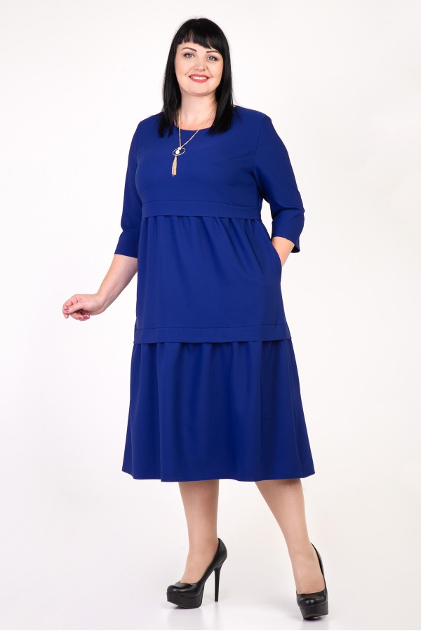 Праздничное синее платье Селин VN35804 большие размеры