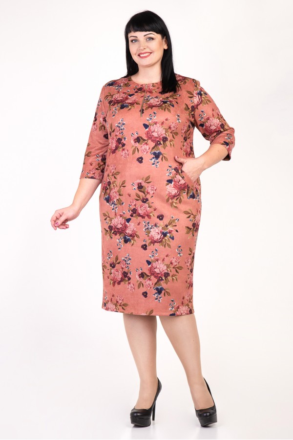 Повсякденне персикове плаття Джордана VN36002 великі розміри