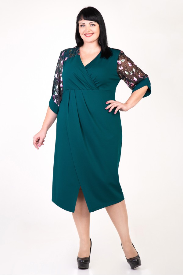 Праздничное зеленое платье Эдит VN36103 большого размера