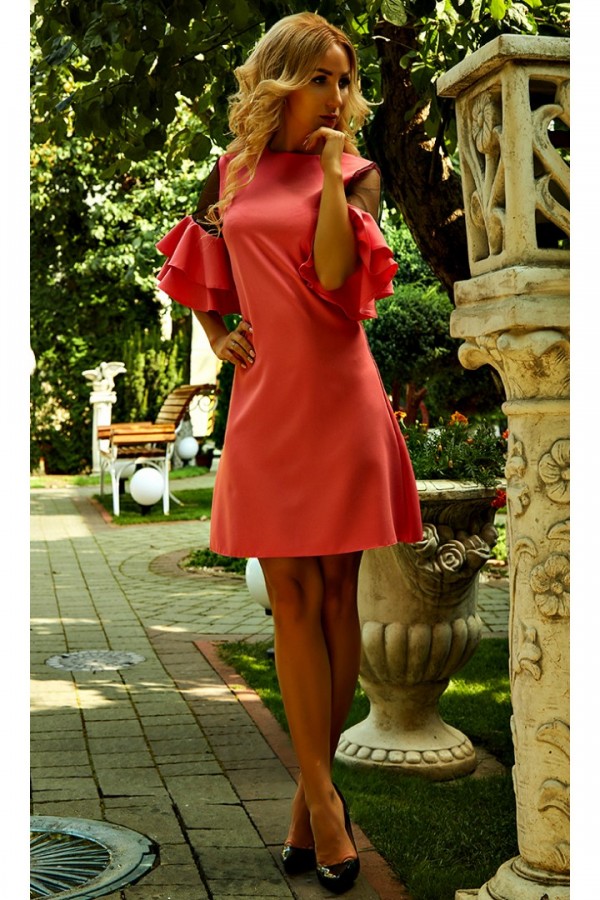 Молодіжне плаття Андреа AD693801 рожево-коралового кольору