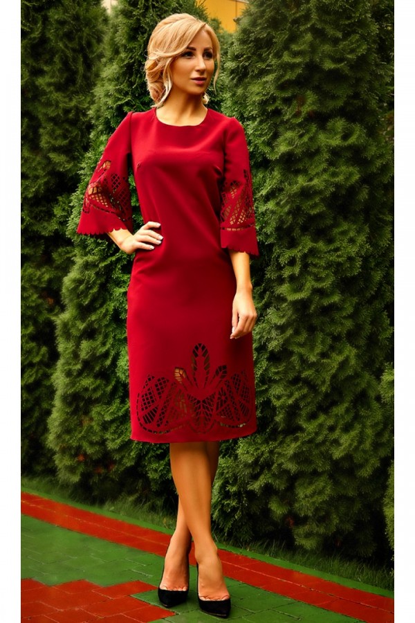 Класичне плаття Енріка AD677801 кольору марсала з відтінком вишні