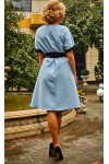 Стильное платье с поясом AD676901 голубого цвета