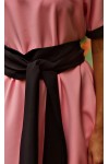 Стильное платье с поясом AD677002 розового цвета
