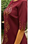 Платье с нежной перфорацией Элмаз AD678302 цвета марсала