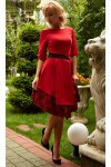 Праздничное платье с поясом AD677602 красно-кораллового цвета