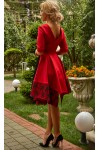 Праздничное платье с поясом AD677602 красно-кораллового цвета