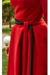 Святкове плаття з поясом AD677602 червоно-коралового кольору