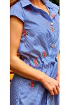 Платье-рубашка Белла AD24002 расцветка клеточка цвета электрик
