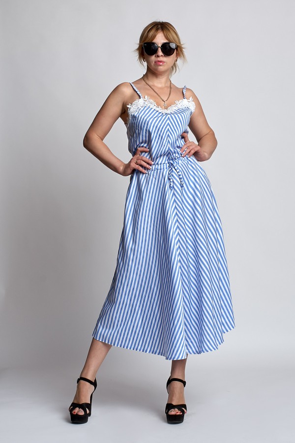 Красивое летнее платье Жозефина А2 EM033102 голубая полоска