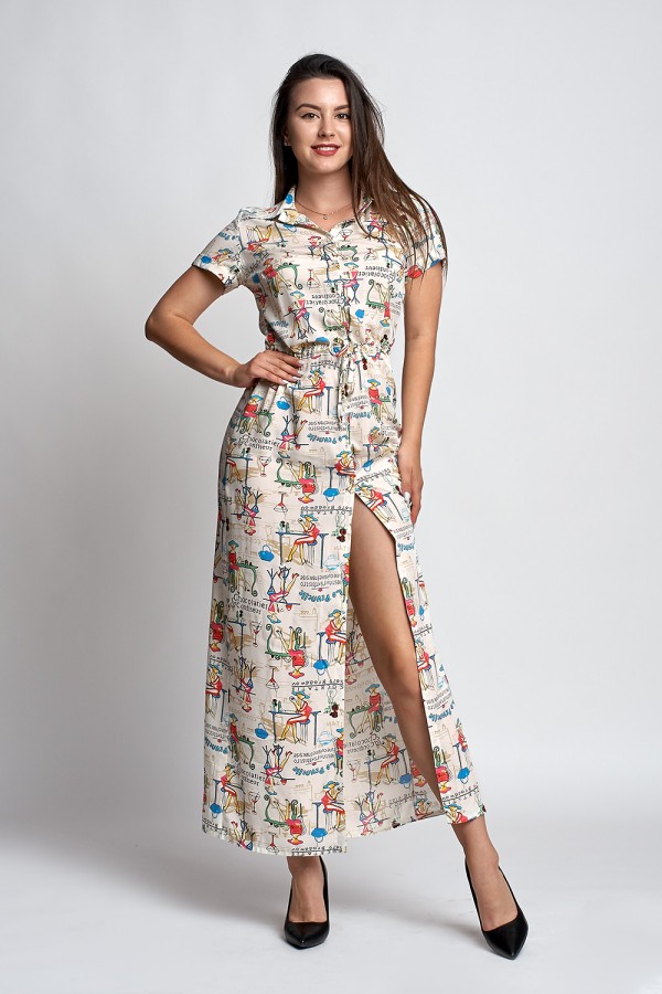 Модное летнее платье Мерит А2 EM035502 белое абстракция