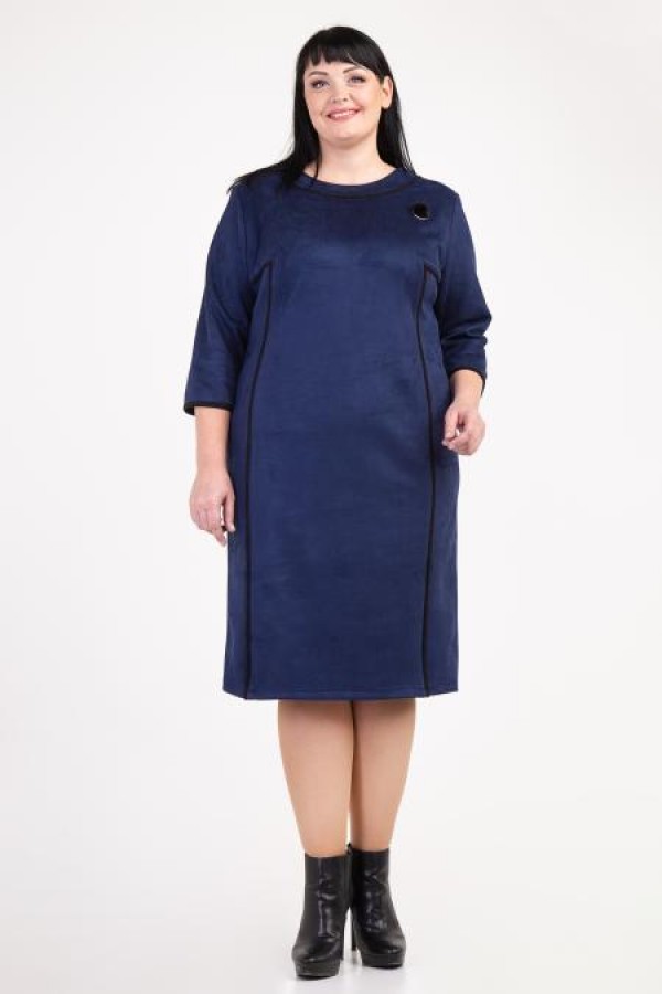 Платье деловое зимнее  М364-01 темно-синий
