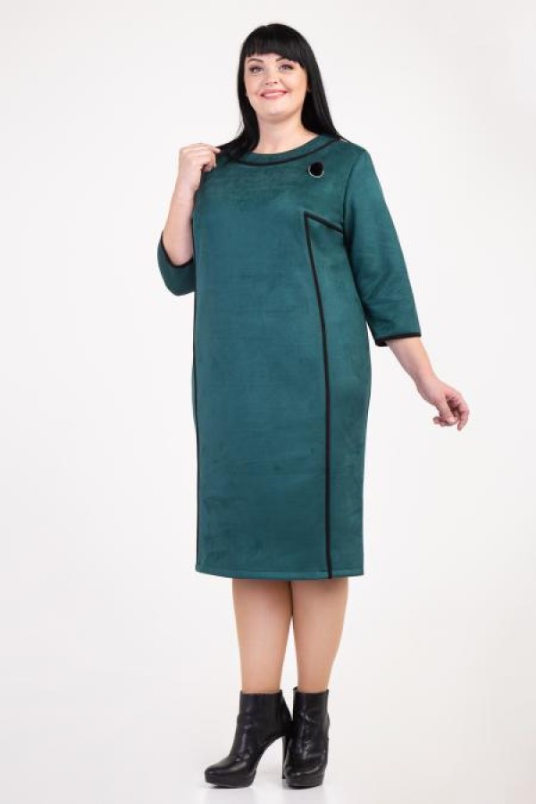 Платье деловое зимнее  М364-03 зеленое