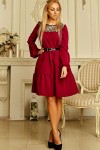 Платье с сеткой Селма AD713001 бордового цвета 