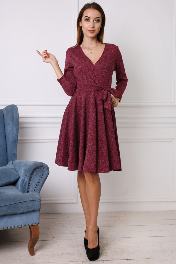 Универсальное женское платье AL74203 бордового цвета