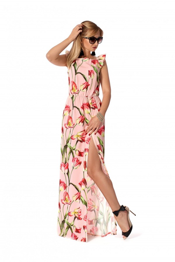 Платье 2019 длинное  розовое SF115802
