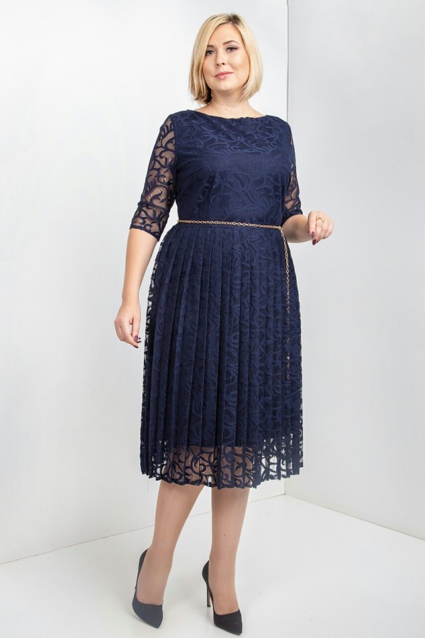 Платье нарядное большого размера VN39104 Бритни синее