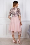 Праздничное розовое платье з евросеткою YM32021 пудра