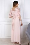 Праздничное розовое платье з евросеткою YM35501 пудра