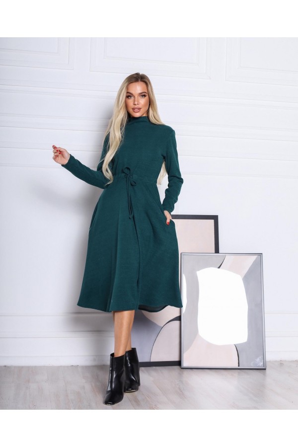 Платье 2021 теплая осень-зима AL89002 зеленого цвета