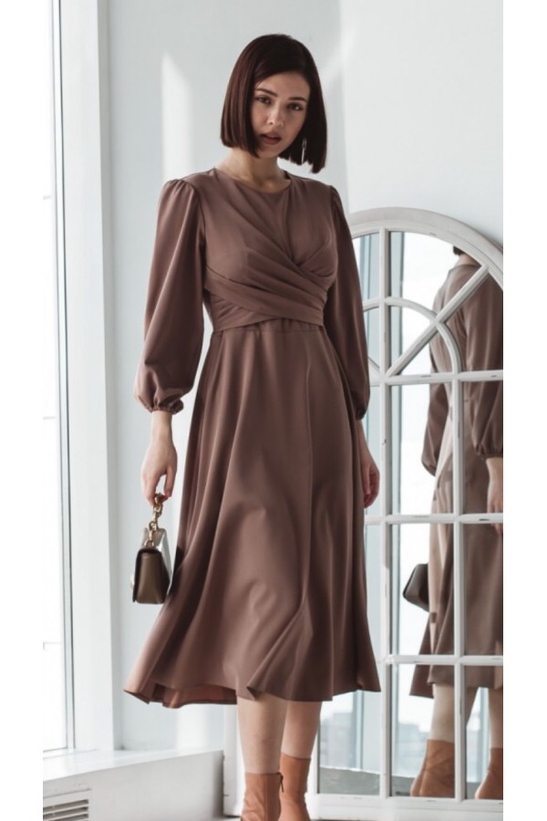 Стильное платье HK84002 цвет коричневый меди
