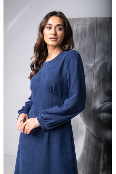 Модное замшевое платье NN44403 синий