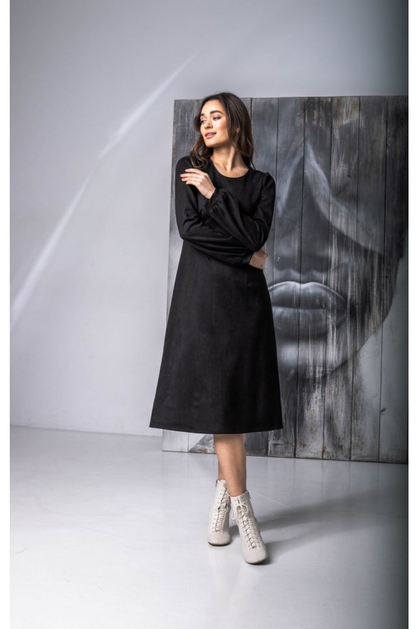 Модное замшевое платье NN44402 черный