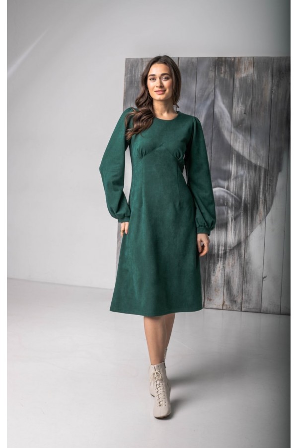 Модное замшевое платье NN44401 зеленый