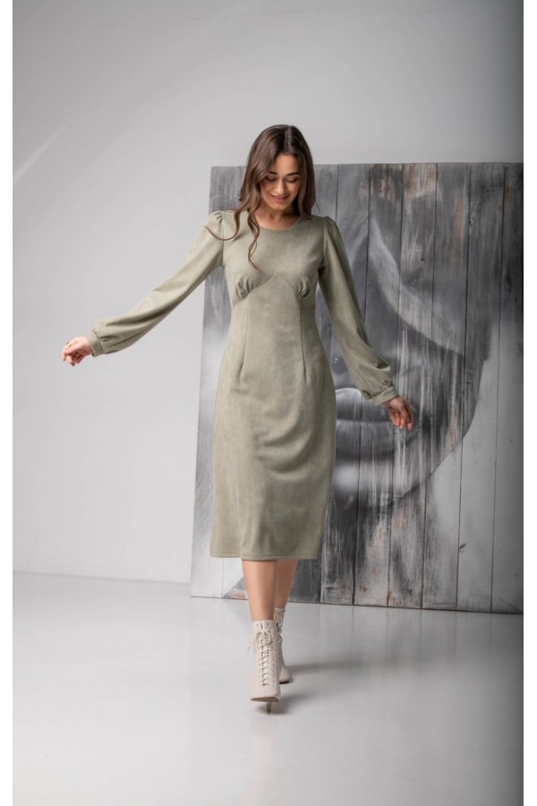 Модное замшевое платье NN44404 серый