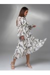 Великолепное нарядное шифоновое платье IS1461702 бело-оливковое