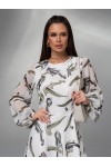 Великолепное нарядное шифоновое платье IS1461702 бело-оливковое