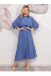 Великолепное нарядное шифоновое платье S16901 синее