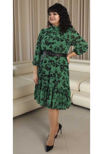 Шифоновое нарядное платье весна-лето 2023 большого размера LB238603 зеленая