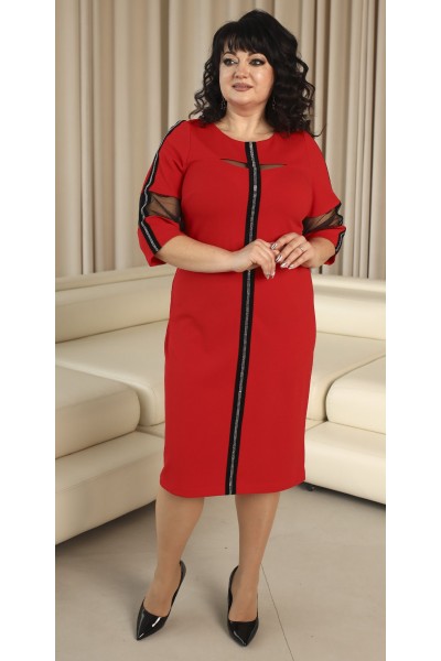 Праздничное полуприталенное платье 2023 большого размера LB238802 красный