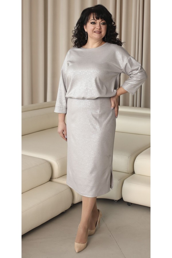 Праздничное платье большого размера 2023 с напуском LB237402 серый