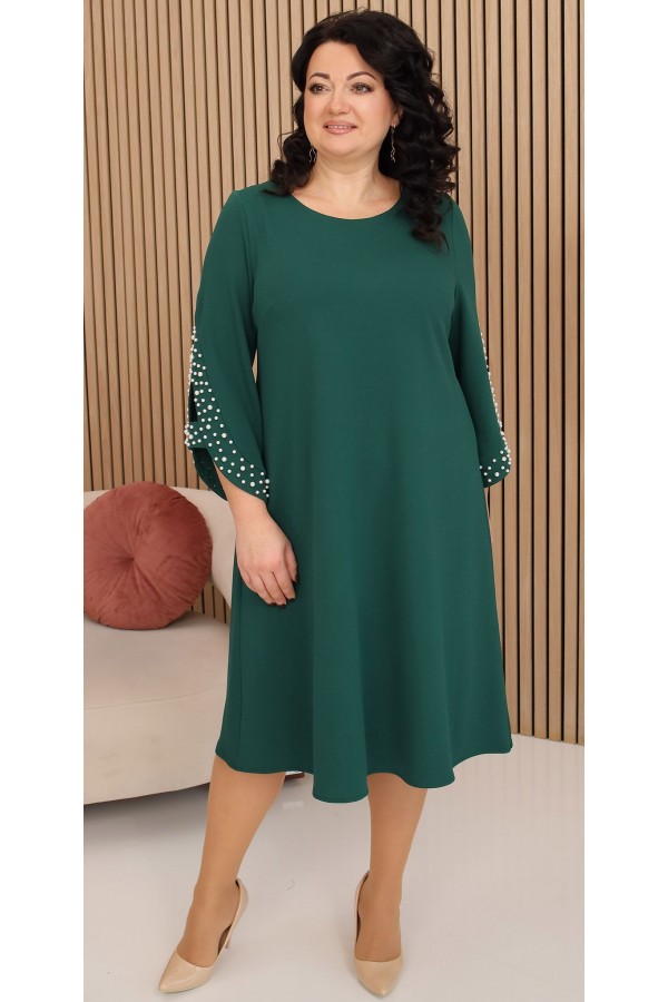 Шикарное нарядное платье свободного кроя 2024 большого размера LB251102 зеленый