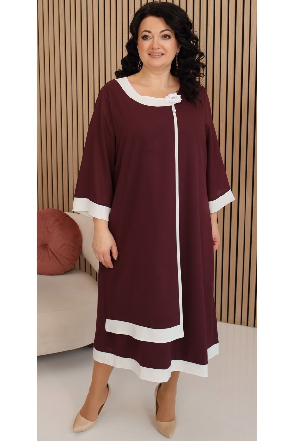 Шифонова нарядна сукня великого розміру LB241801 марсал