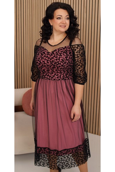 Шикарное нарядное платье большого размера LB246302 розовый