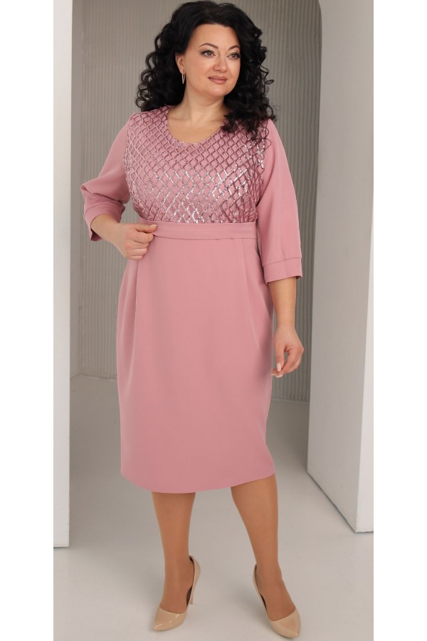 Прекрасное весеннее нарядное платье 2024 большого размера LB251902 розовое