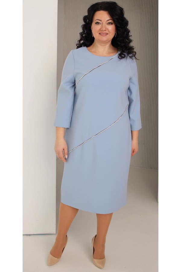 Нарядное платье 2024 из костюмной ткани большого размера LB252303 голубая