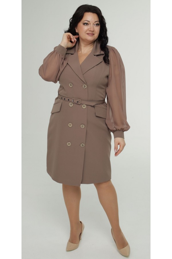 Теплое деловое платье, комплект 2026 большого размера LB270504 капучино