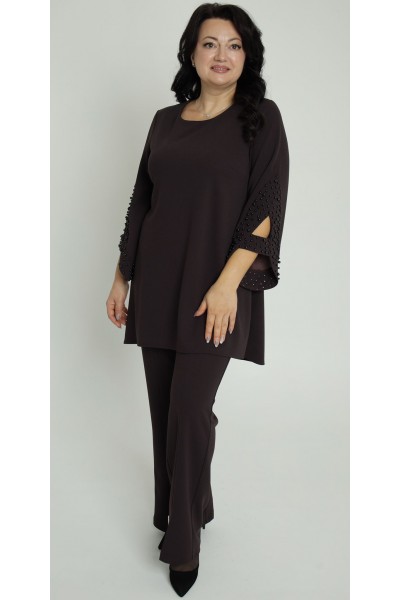 Брючный костюм 2026 большого размера LB272501 шоколад