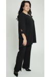 Нарядный брючный костюм 2026 большого размера LB272502 черный