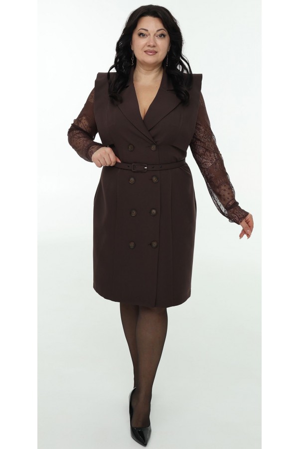 Нарядна сукня 2026 в стилі жакета LB273402 шоколад