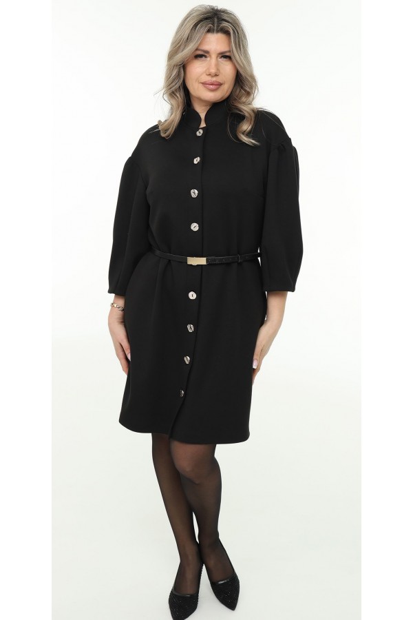 Нарядна сукня 2026 на гудзиках з пояском LB274501 чорна