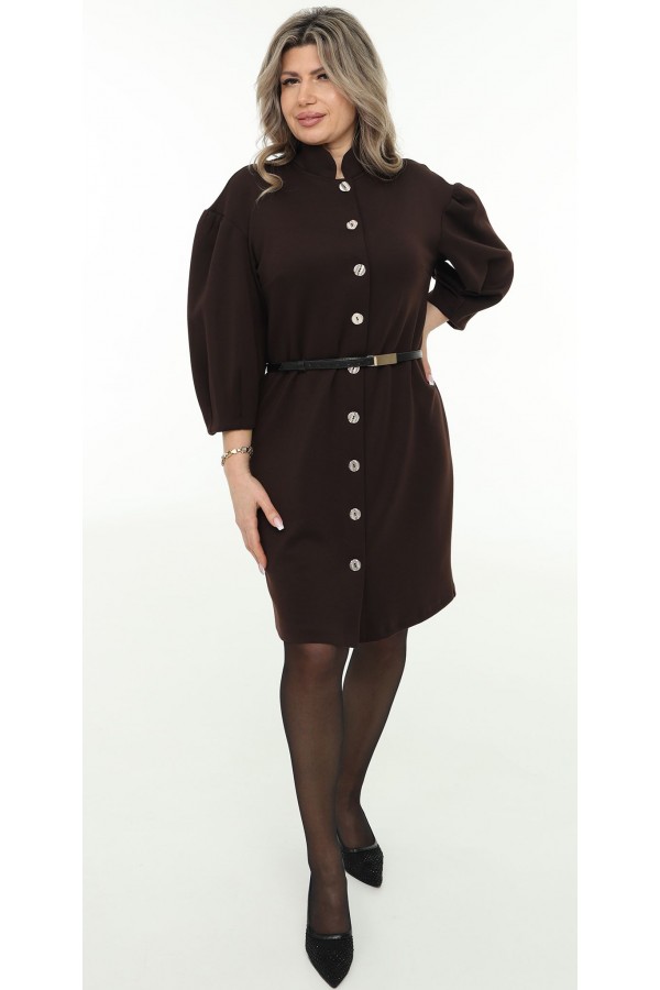 Нарядна сукня 2026 на гудзиках з пояском LB274502 шоколад