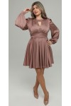 Вишукане плаття з атласу 2026 з пояском  LB275202 капучіно 