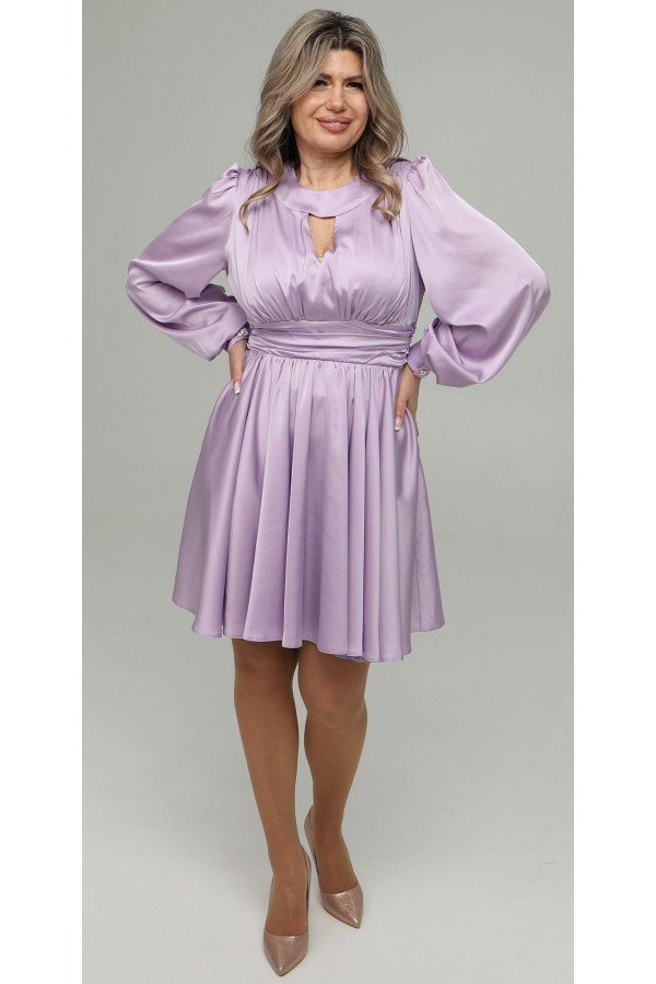 Вишукане плаття з атласу 2026 з пояском LB275204 бузок 