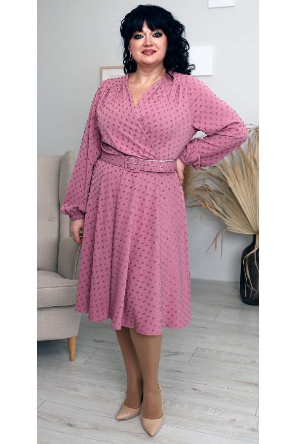 Платье из шелка нарядное новинка 2023 большого размера LB238703 розовая