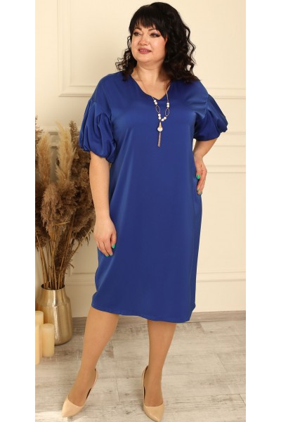 Коктельное полуприталенное платье 2023 большого размера LB240104 синее