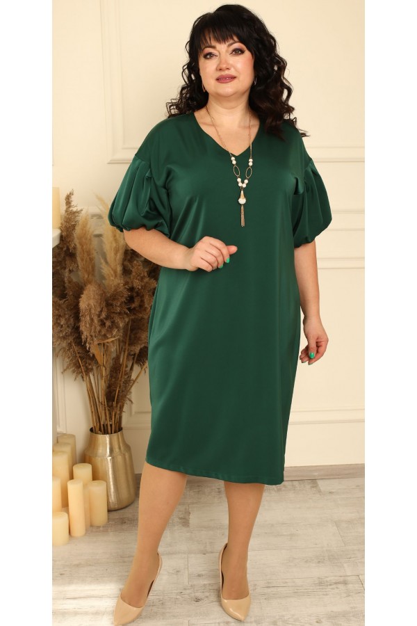 Коктельное полуприталенное платье 2023 большого размера LB240105 зеленая